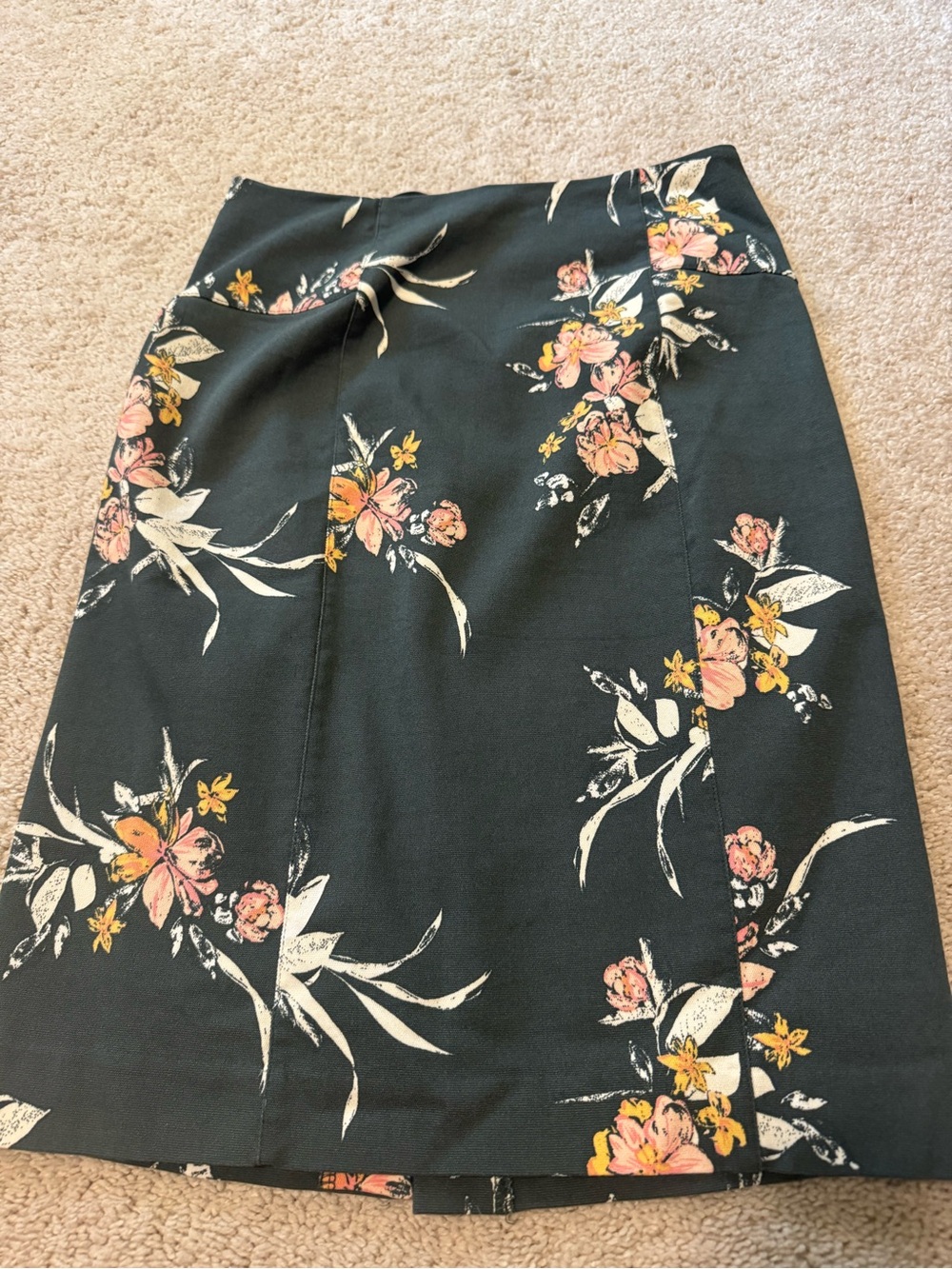 Lysse Black Pencil Skirt with Pink & Yellow Floral Print